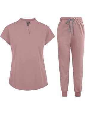 Women's Rose Dust Two-Piece Scrub Set - Top & Jogger Pants